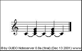 Score showing the automatic creation of ties from a single \tie-Tag.